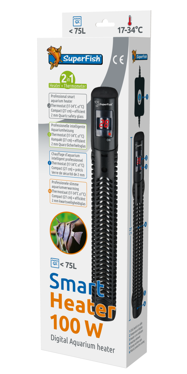 SuperFish Smart Aquarium Heizung,Heizstab 100-500 Watt