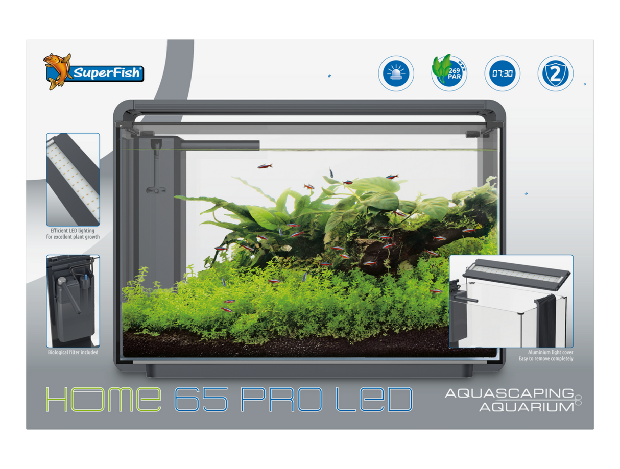 SuperFish Home ProLED Aquarium Komplettset – LED, Filter & modernes Design