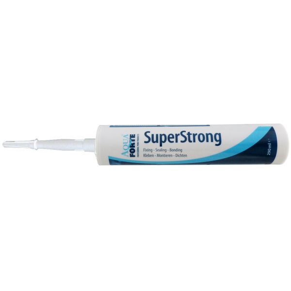 AquaForte Super Strong Fix&Seal Kleber 290ml schwarz, weiß und transparent.