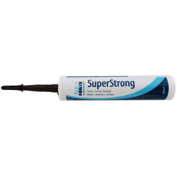 AquaForte Super Strong Fix&Seal Kleber 290ml schwarz, weiß und transparent.