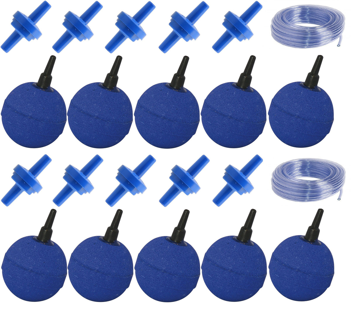 Belüfter Set 10x Rückschlagventil, 50m Luftschlauch, 10 Belüftersteine rund Ø 50mm
