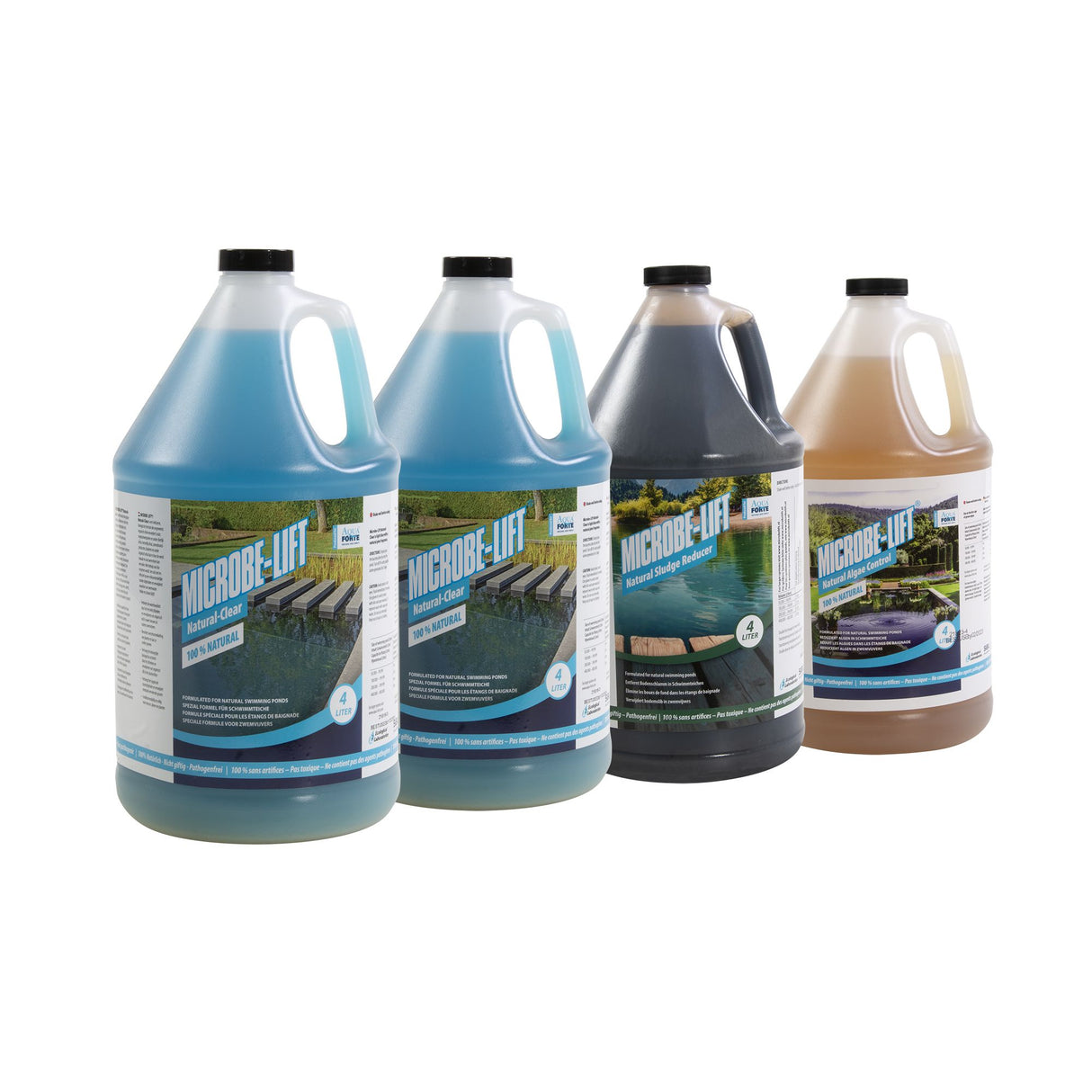 MICROBE-LIFT 16 Liter WARTUNGSSET FÜR SCHWIMMTEICHE, Natural Clear, Algae Control und Sludge Reducer.