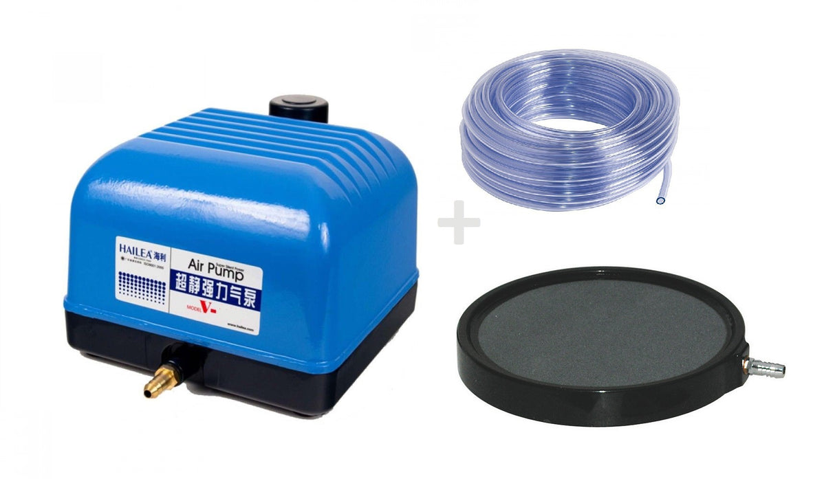 Aquaforte Hailea V60 Belüfter-Set Luftpumpe inkl. 10m Schlauch und Luftplatte 20cm