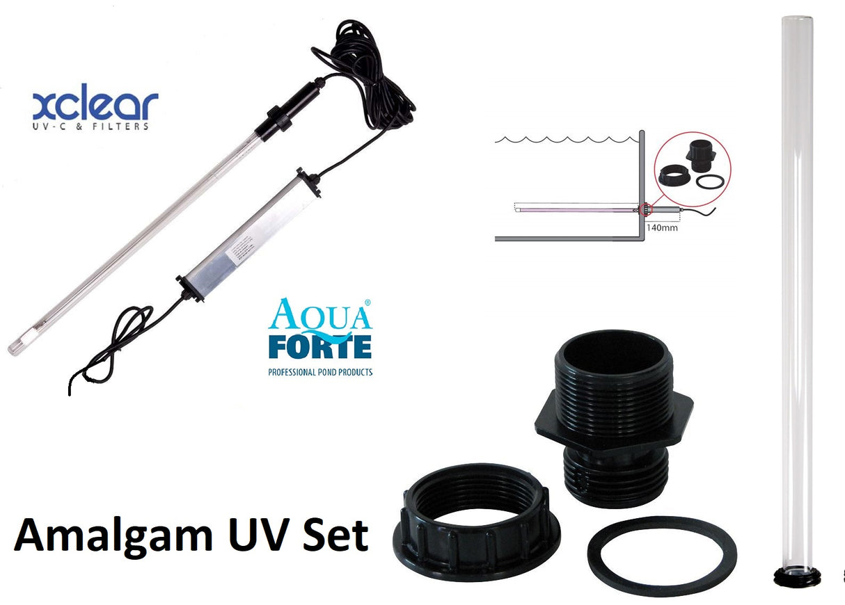Aquaforte Profi Amalgam Tauch UVC 40 Watt Tauchstrahler Set Bausatz 5 teilig inkl. Durchführung