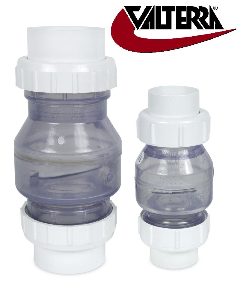 Valterra Rückschlagventil transparent mit Kupplung 3/3 ohne Feder Ø50 & Ø63mm