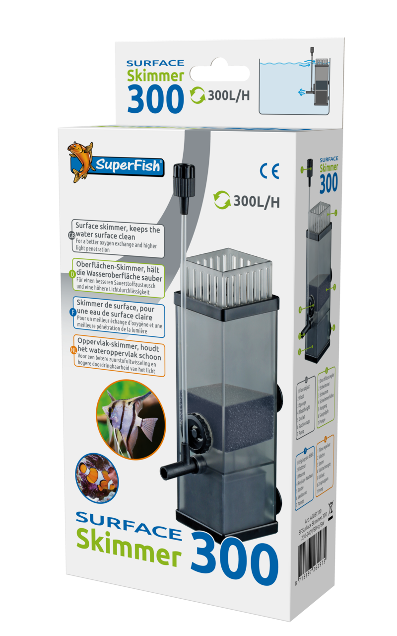 Superfish Surface 300 Skimmer Aquarium Oberflächenabsauger inkl. Pumpe und Filter