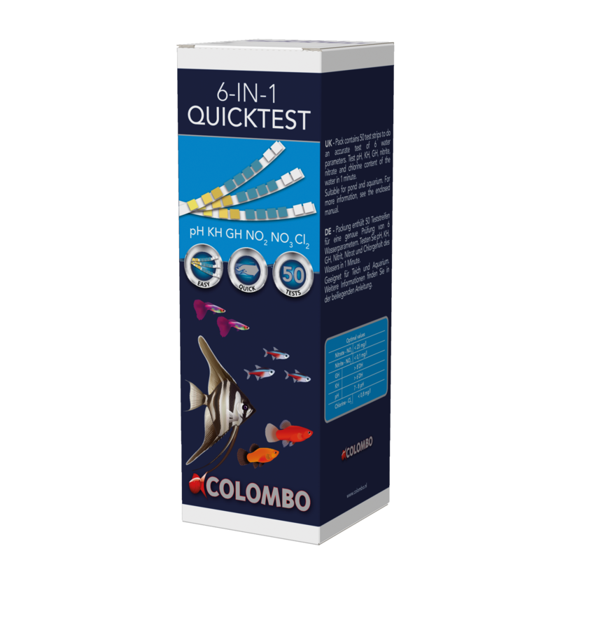 Colombo Aquarium Quicktest Streifen 6 Test Ph,GH,KH,NO2,NO3,CI2