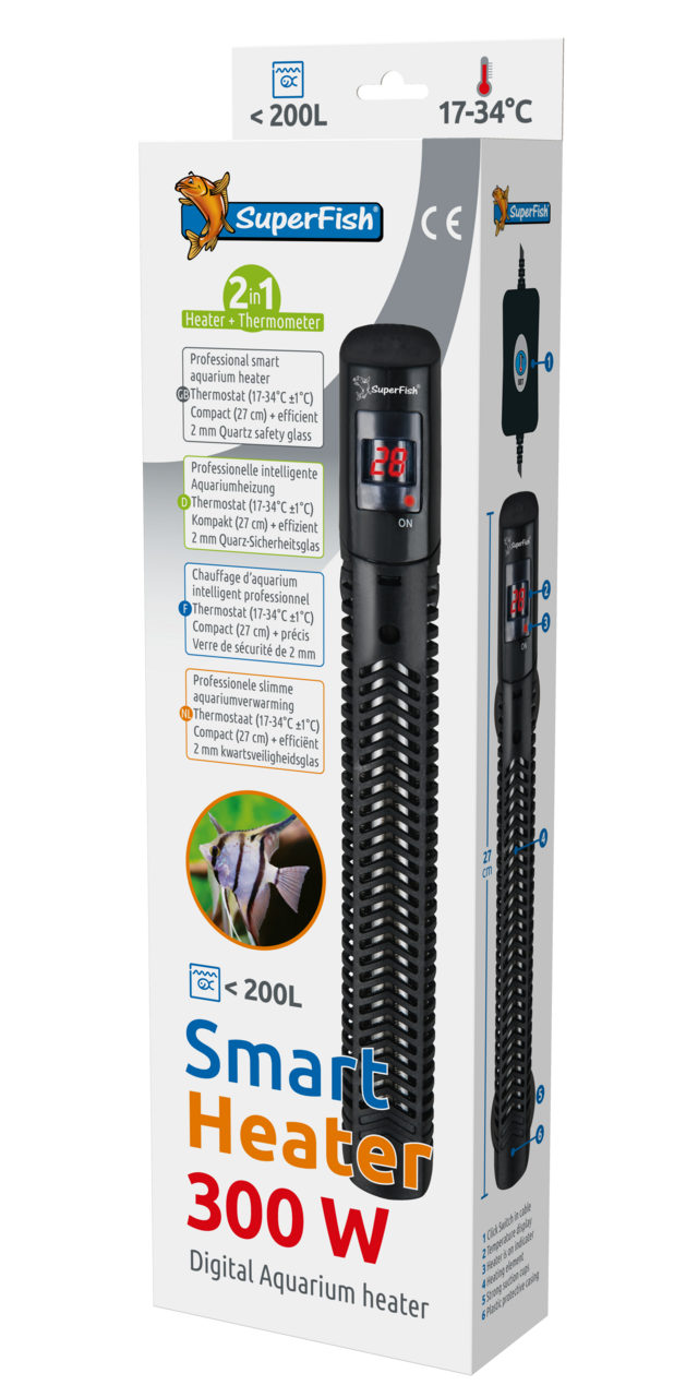 SuperFish Smart Aquarium Heizung,Heizstab 100-500 Watt