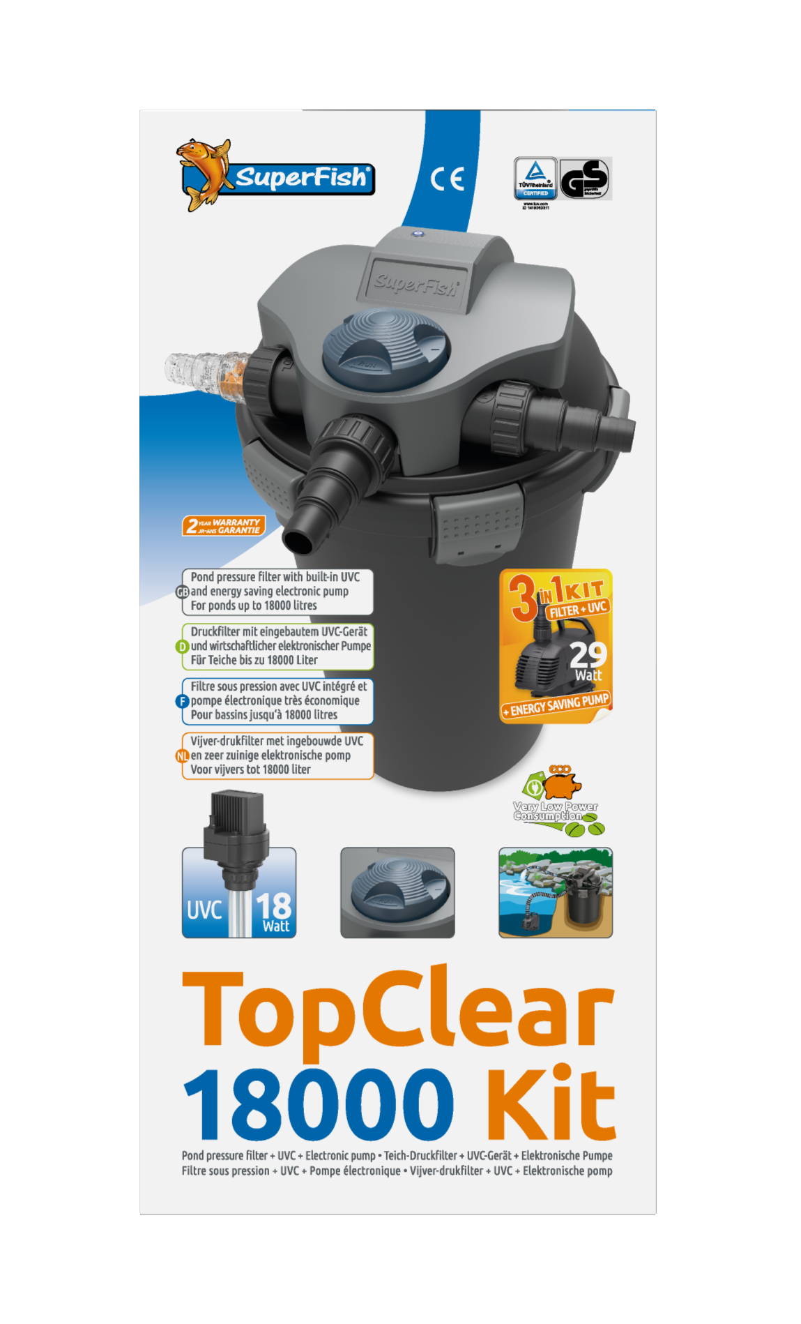 Superfish TopClear Set Druckfilter 18.000 inkl. UVC 18 Watt und Teichpumpe