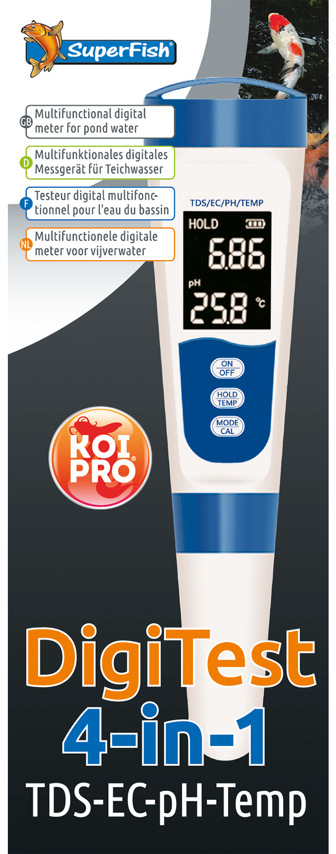 KoiPro Digitest 4-in-1 - Digitaler Wassertest