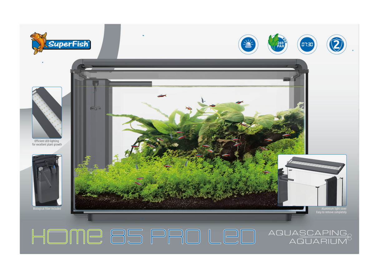 SuperFish Home ProLED Aquarium Komplettset – LED, Filter & modernes Design
