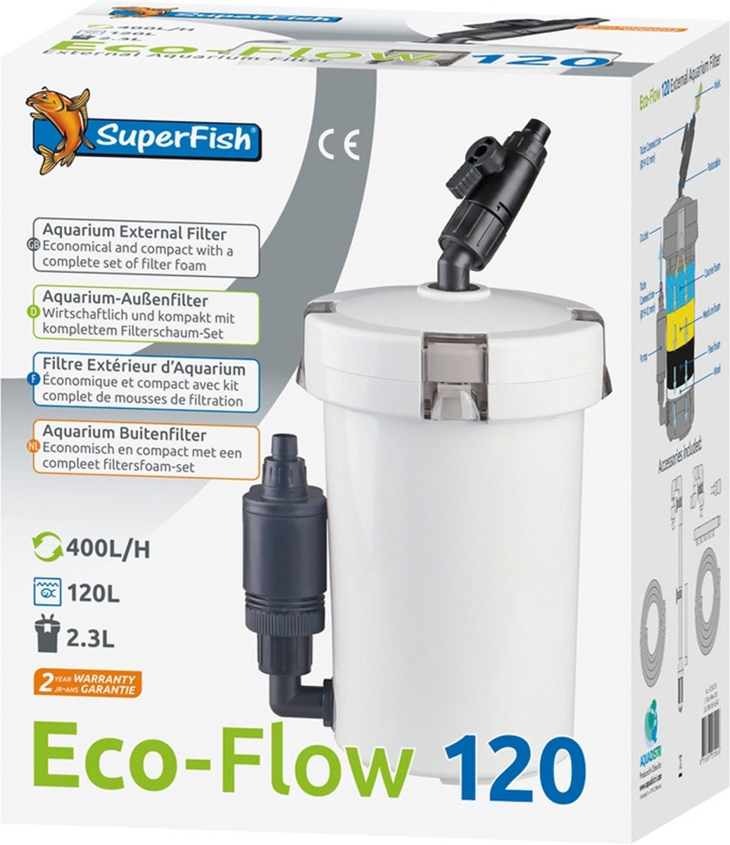 Superfish ECO-Flow 120 Aquarium Filter-Außenfilter inkl. Zubehör und Schlauch
