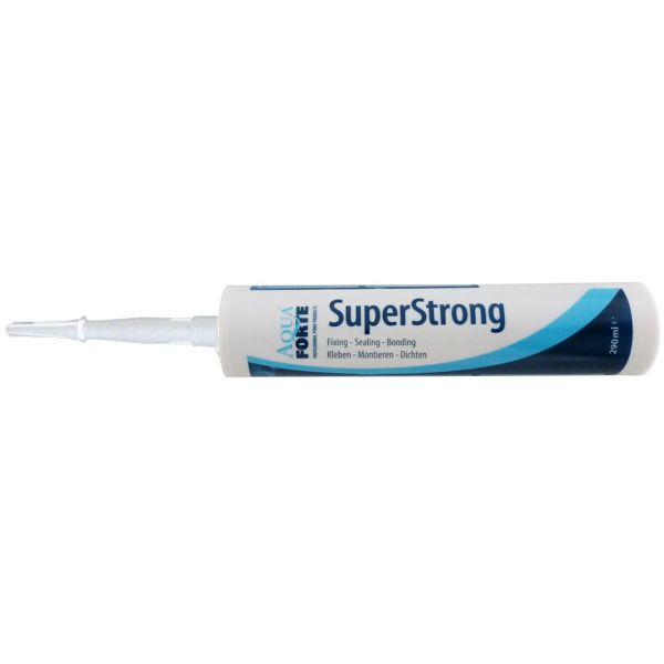 AquaForte Super Strong Fix&Seal Kleber 290ml schwarz, weiß und transparent.