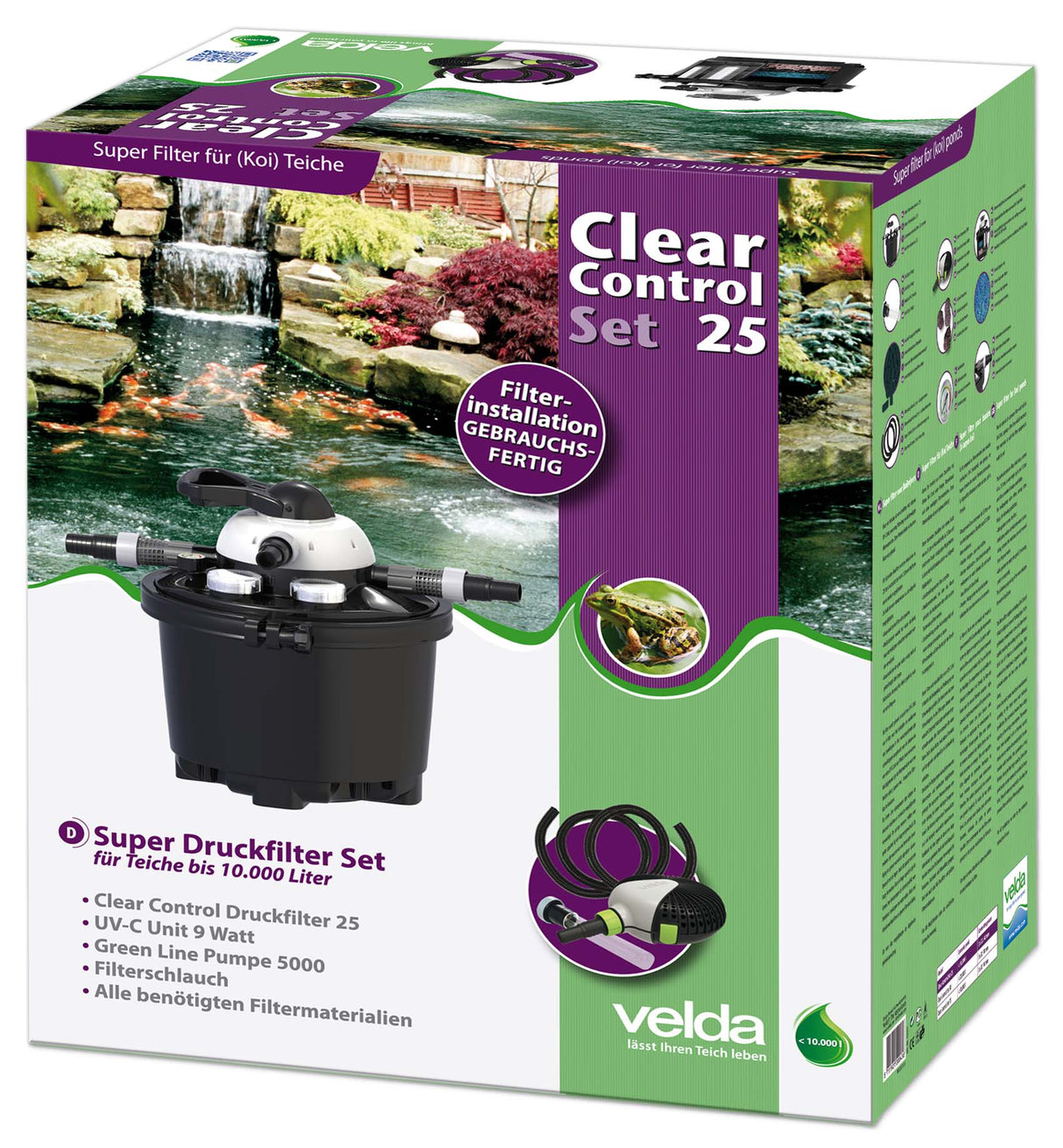 Velda Clear Control Druckfilter Set mit Pumpe und UVC