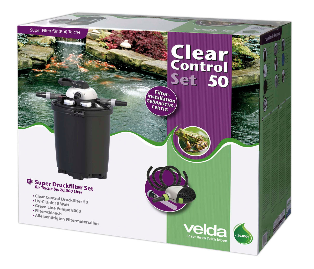 Velda Clear Control Druckfilter Set mit Pumpe und UVC