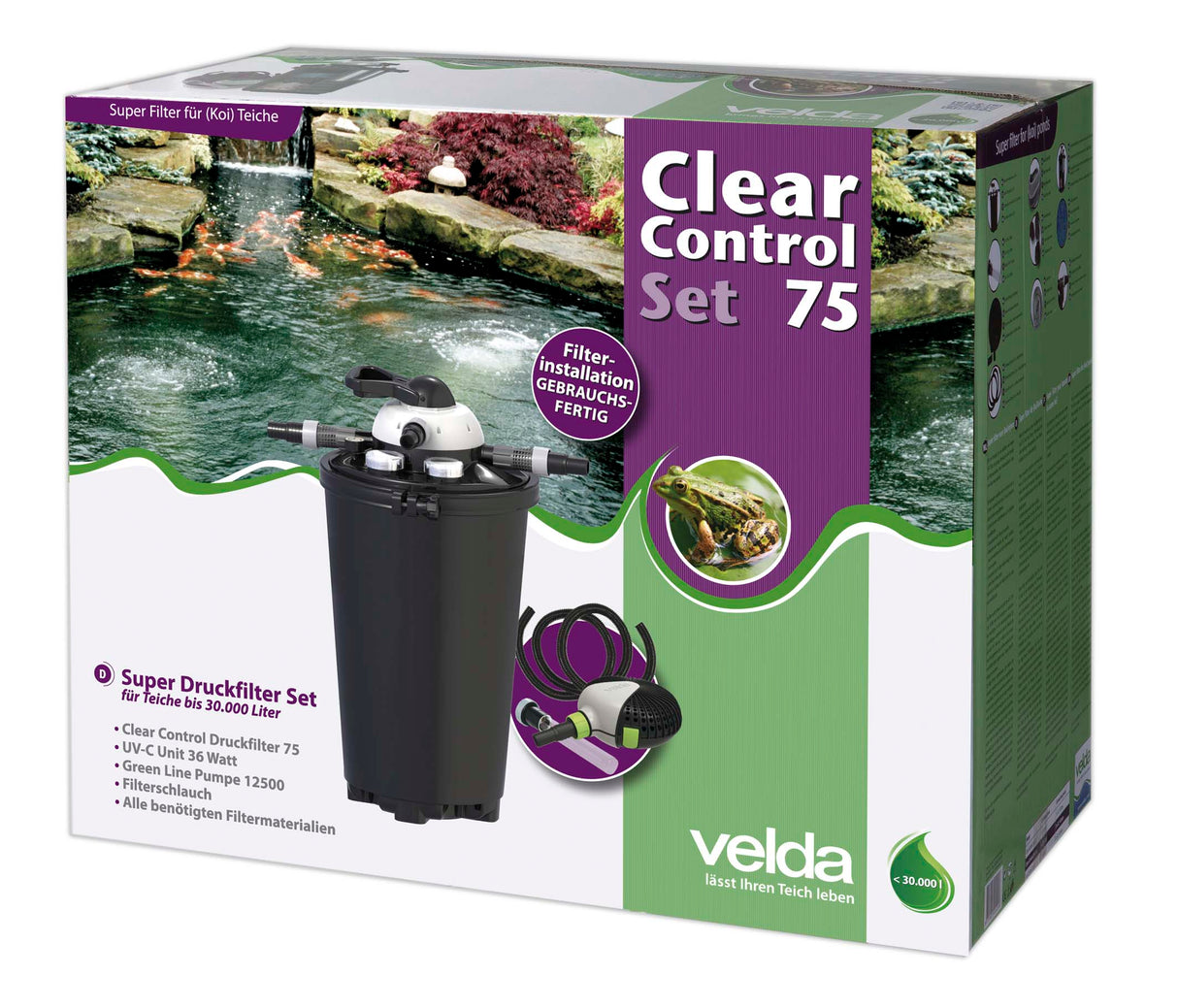 Velda Clear Control Druckfilter Set mit Pumpe und UVC