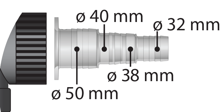 Schlauchtülle transparent für alle UVC mit 63mm  Bundbuchsen Anschluss